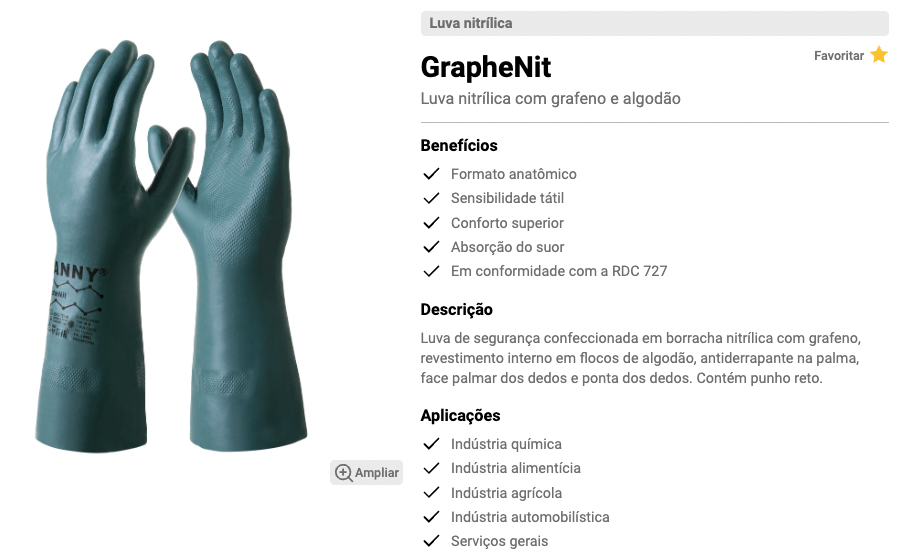 Luva Danny de Borracha Nitrílica com Grafeno GrapheNit DA36801 - CA44051