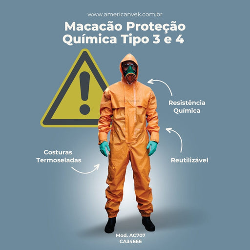 Macacão de Proteção Químico Ácido Selado em Nylon Americanvek AC707 CA34666