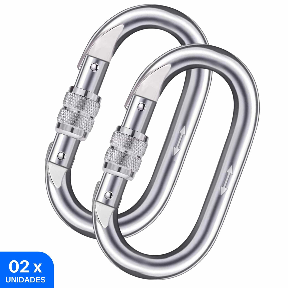 02 unidades de Mosquetão em Aço Oval Vicsa 17mm Trava Dupla 23kN VIC24300