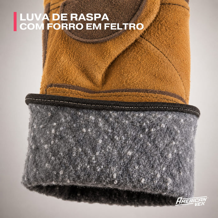 Luva de Soldagem Raspa com Forro Feltro – MIG MAG Eletrodo e Oxiacetilênica | CA48486