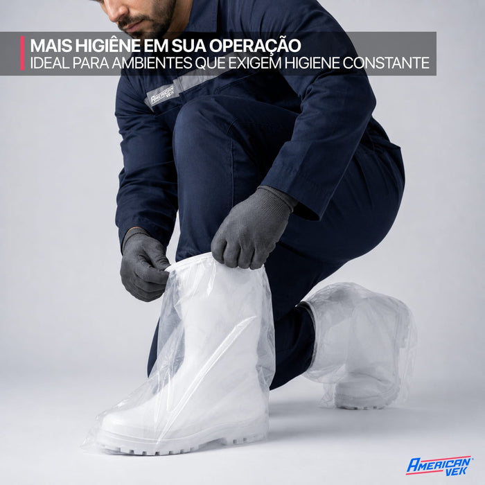 Bota Propé em Polietileno Transparente com Elástico Impermeável – (100 Unds)