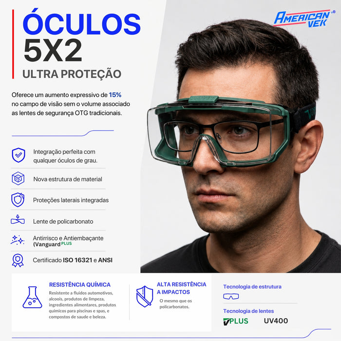 Óculos de Proteção Ampla Visão Univet 5X2 Goggles – Antiembaçante Antirrisco UV400 | CA52431