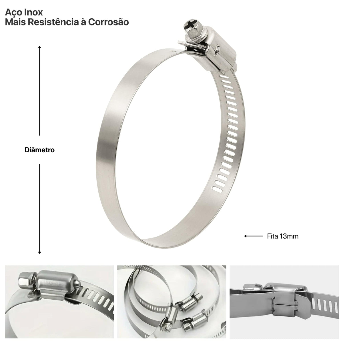 Abraçadeira Aço Inox 4 Pol. 100mm