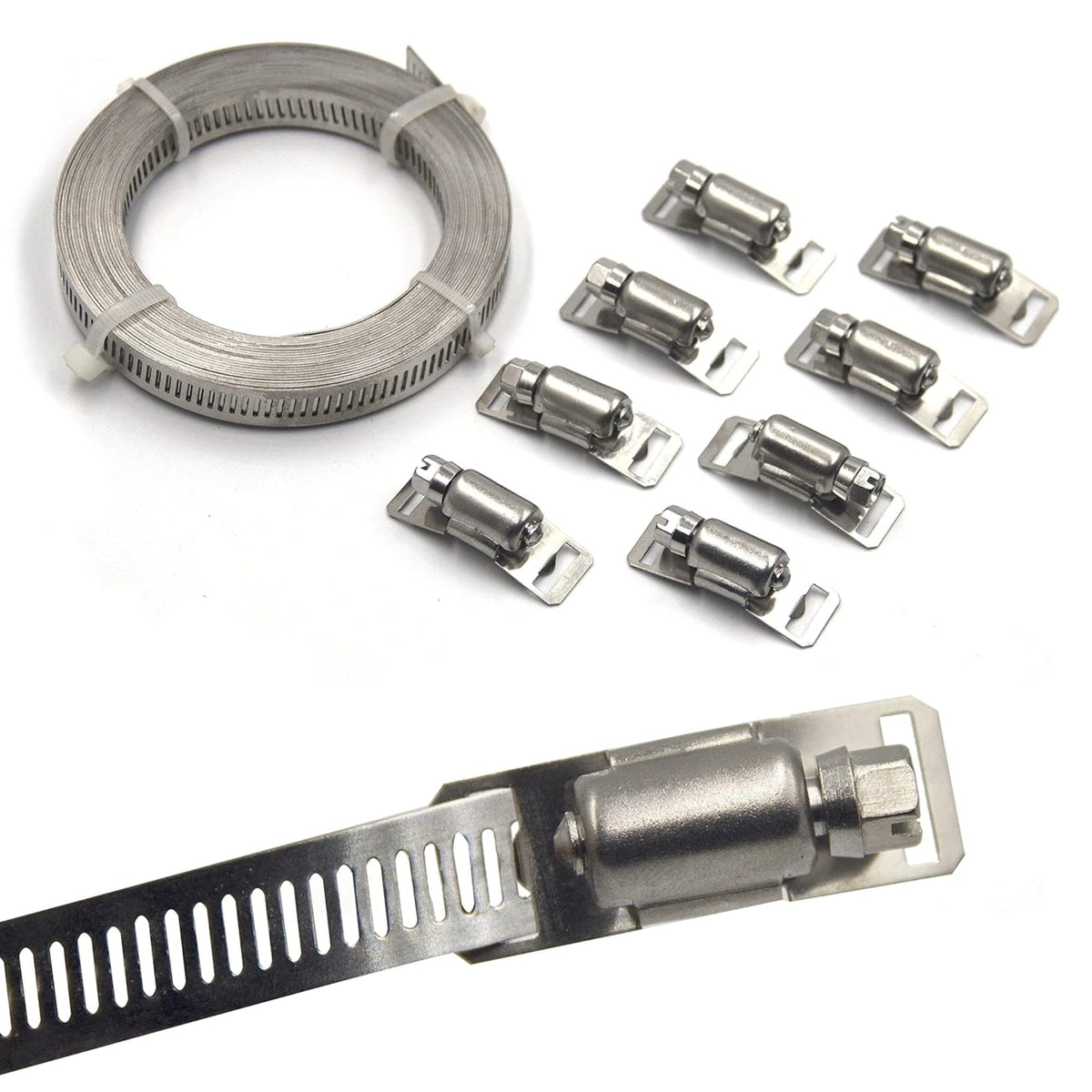 Abraçadeira em Rolo de Aço Inox 3mts com 8 Clips