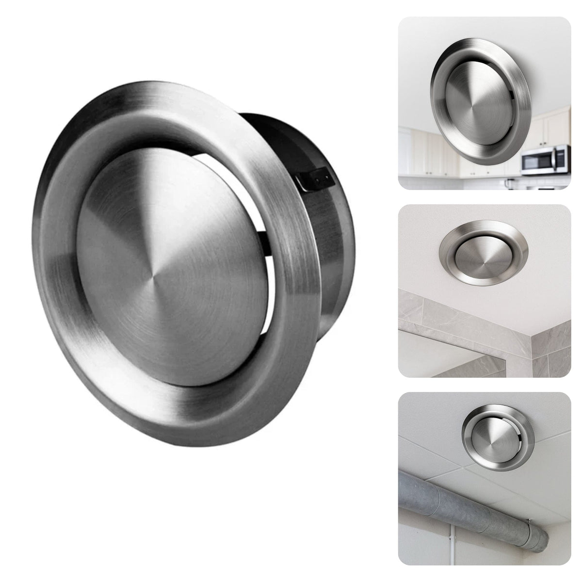 Acabamento Difusor de Ar em Inox 100mm - SSVA100