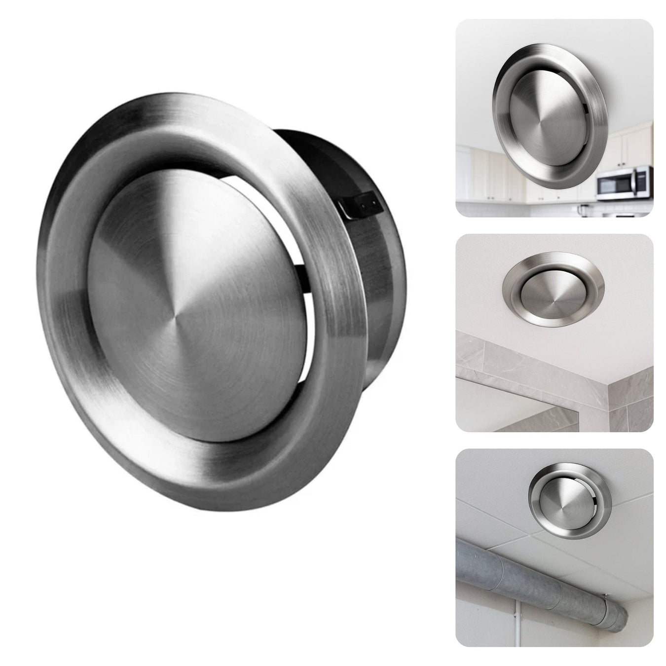 Acabamento Difusor de Ar em Inox 100mm - SSVA100