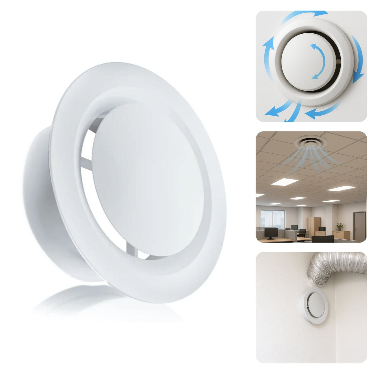 Acabamento Difusor de Ar Redondo Branco 200mm - PAV B
