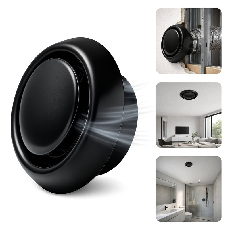 Acabamento Difusor de Ar Redondo Preto 150mm - PAV C