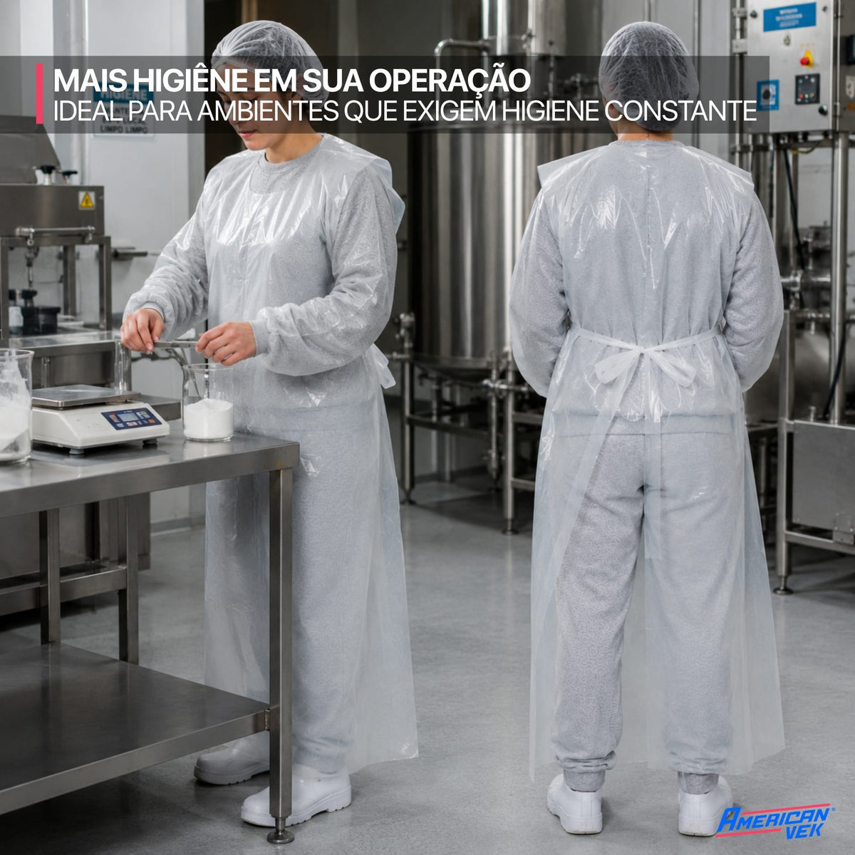 Avental Plástico Descartável Impermeável Extra Longo 150x80 Branco (100 Unds)