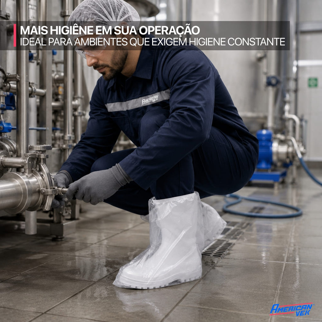Bota Propé em Polietileno Transparente com Elástico Impermeável – (100 Unds)