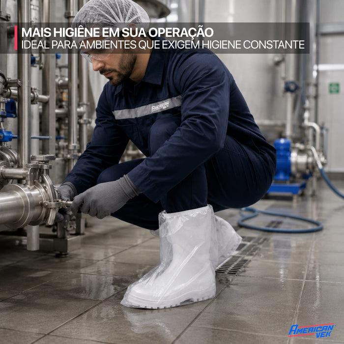 Bota Propé em Polietileno Transparente com Elástico Impermeável – (100 Unds)