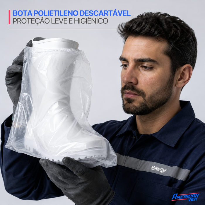 Bota Propé em Polietileno Transparente com Elástico Impermeável – (100 Unds)