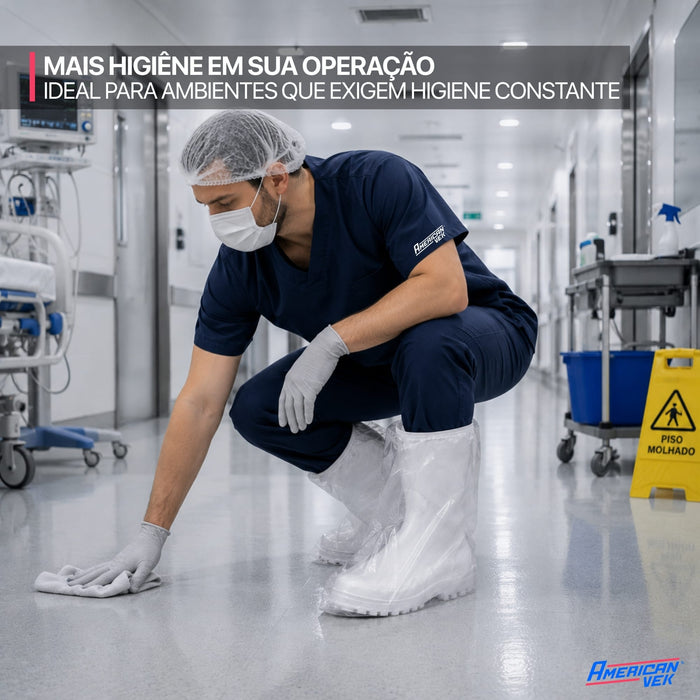 Bota Propé em Polietileno Transparente com Elástico Impermeável – (100 Unds)