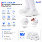 Bota Propé em Polietileno Transparente com Elástico Impermeável – (100 Unds)