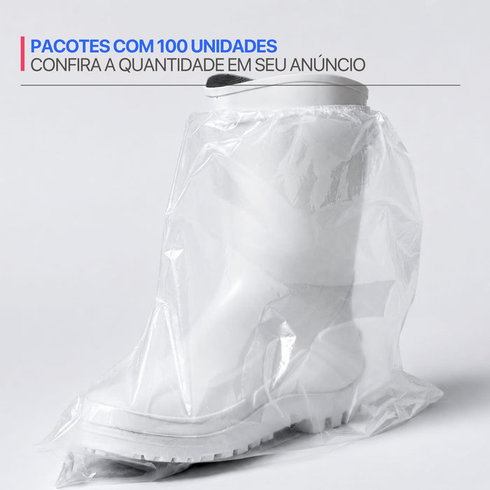Bota Propé em Polietileno Transparente com Elástico Impermeável – (100 Unds)
