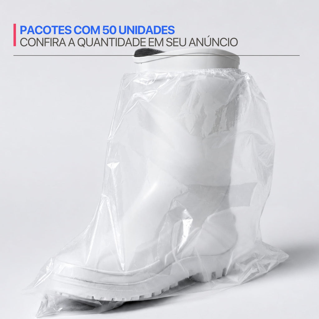 Bota Propé em Polietileno Transparente com Elástico Impermeável – (50 Unds)
