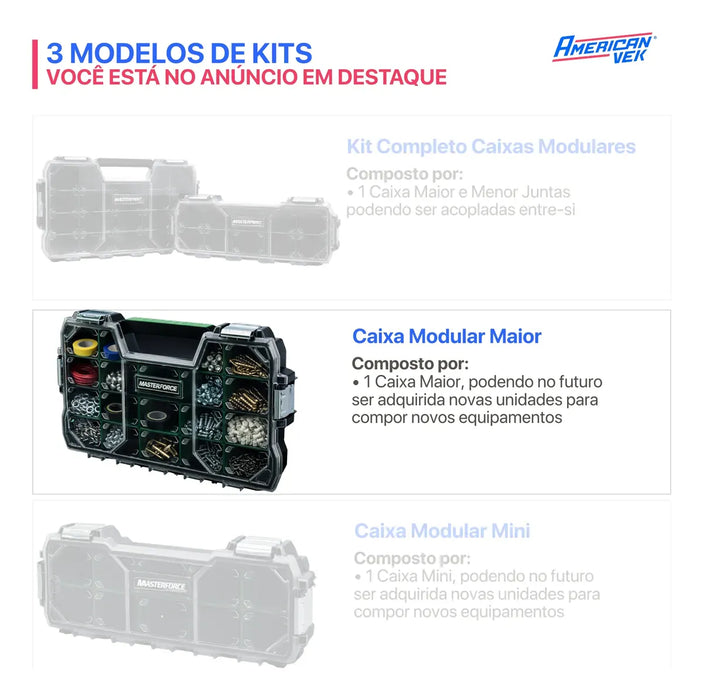 Caixa de Ferramentas Organizador Maleta 17 Divisórias - Tampa Transparente e Travas Metálicas
