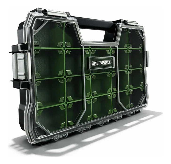 Caixa de Ferramentas Organizador Maleta 17 Divisórias - Tampa Transparente e Travas Metálicas