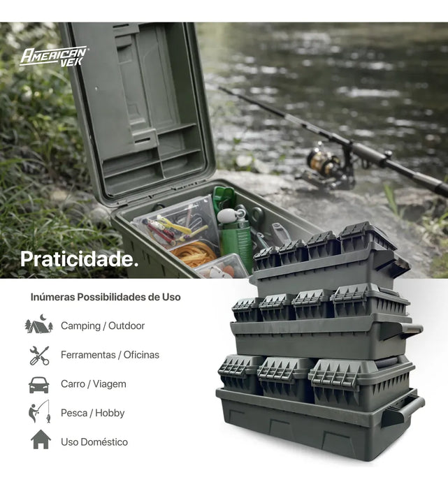 Caixa Organizadora Estanques ESSENCIAL MINI 2,2L AMMO – Plástico ABS Reforçado, Vedação e Fecho Metálico Cinza