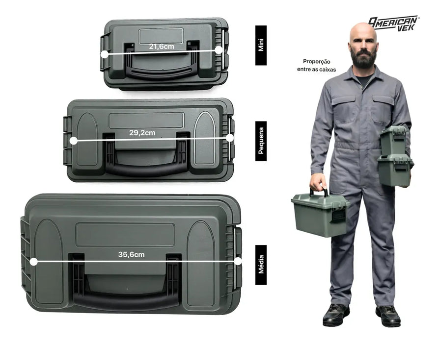 Caixa Organizadora Estanques ESSENCIAL MINI 2,2L AMMO – Plástico ABS Reforçado, Vedação e Fecho Metálico Cinza