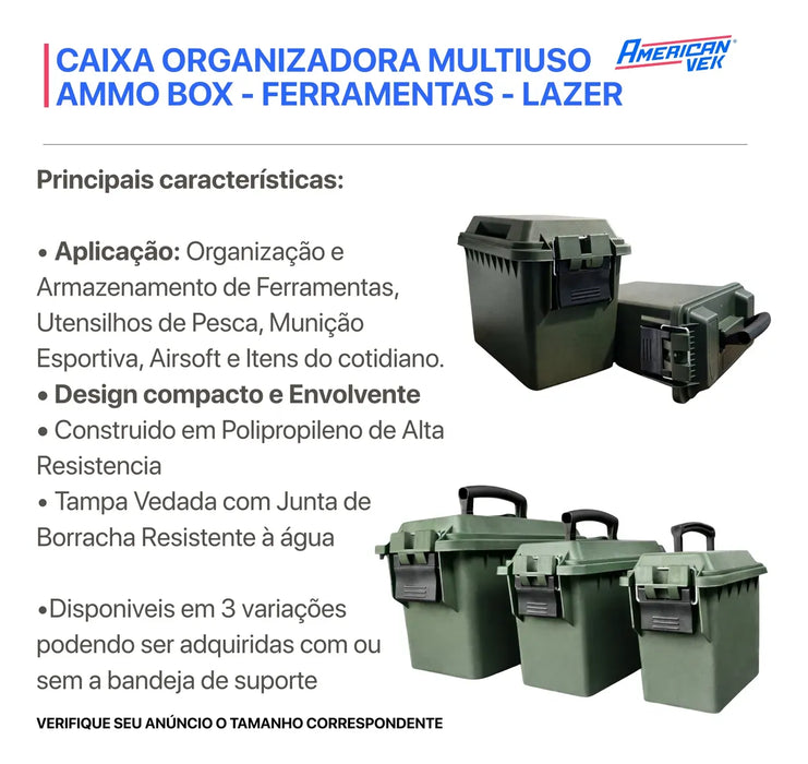 Caixa Organizadora Estanques ESSENCIAL MINI 2,2L AMMO – Plástico ABS Reforçado, Vedação e Fecho Metálico Cinza