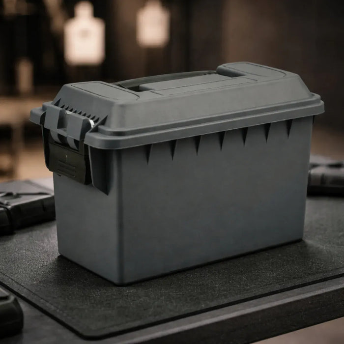 Caixa Organizadora Estanques Small 7,1L AMMO – Plástico ABS Reforçado, Vedação e Fecho Metálico Cinza