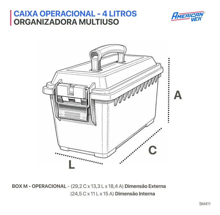 Caixa Organizadora Estanques Small 7,1L AMMO – Plástico ABS Reforçado, Vedação e Fecho Metálico Cinza