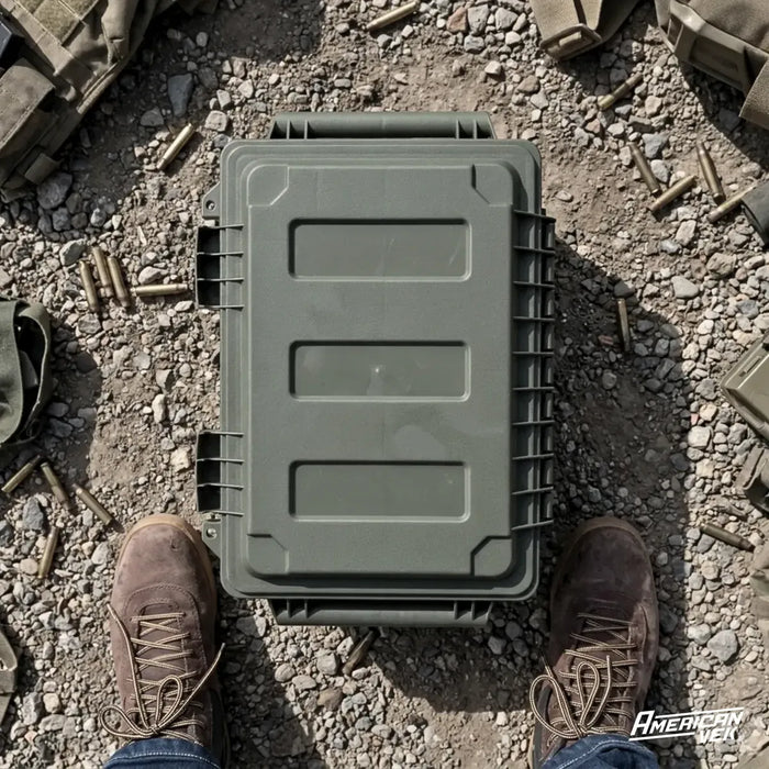 Caixa Organizadora FieldBox Tactical 16L Americanvek – Estanque Verde Militar | ABS Reforçado, Vedação e Fechos Metálicos Verde