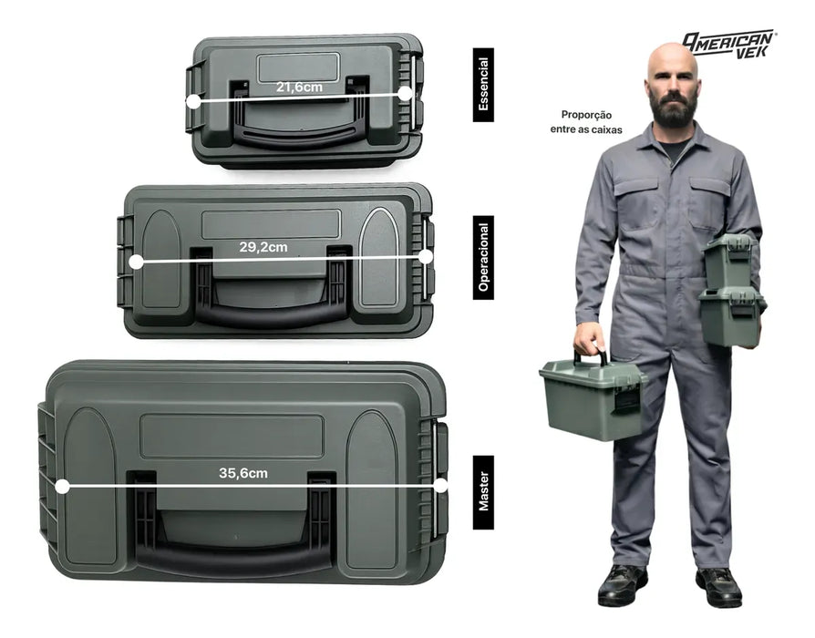 Caixa Organizadora Medium 15,2L ESTANQUE AMMO – Plástico ABS Reforçado, Vedação e Fecho Metálico Cinza