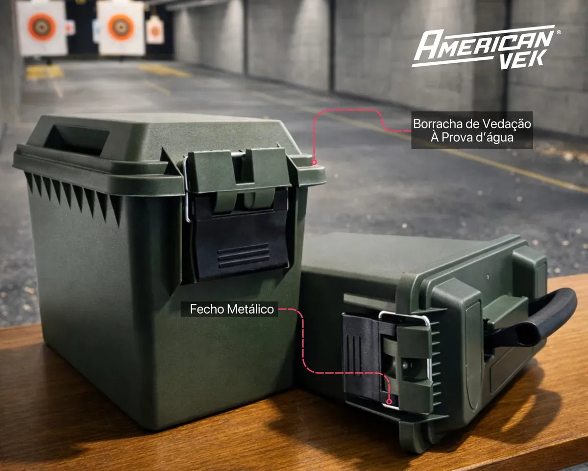 Caixa Organizadora Medium 15,2L ESTANQUE AMMO – Plástico ABS Reforçado, Vedação e Fecho Metálico Cinza
