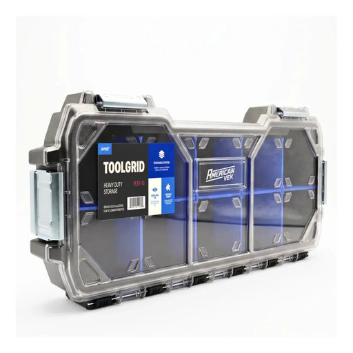 Caixa Organizadora ToolGrid Flex 10 – 10 Compartimentos Ajustáveis Tampa Transparente | Sistema Modular Americanvek