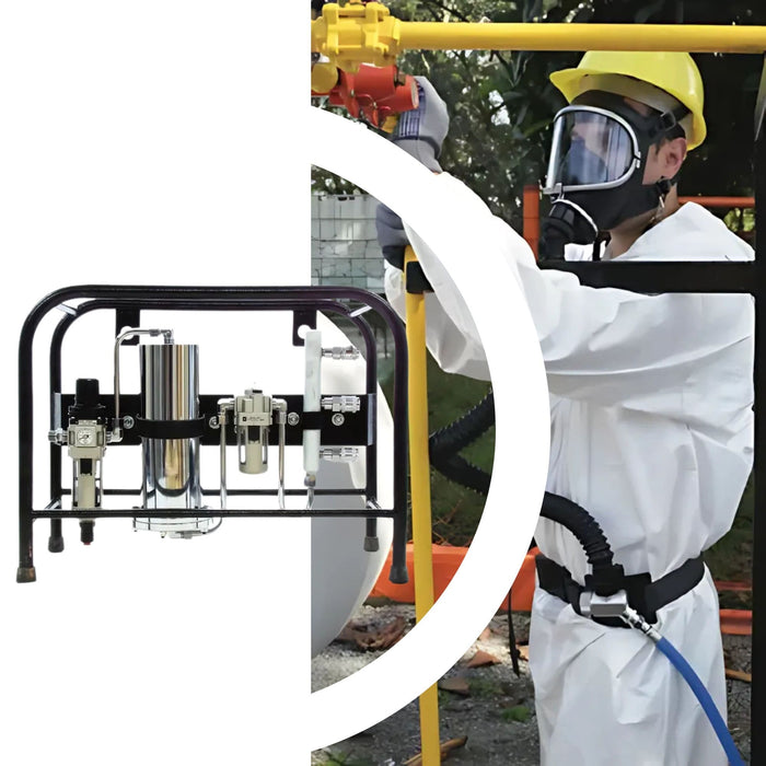 Cavalete Ar Mandado 3U com Máscara de Fluxo Contínuo e Mangueira Empatada de 10 Metros