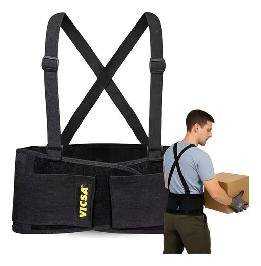Cinta Lombar Ergonomica Preto Com Suspensório Light VIC41100 - Vicsa