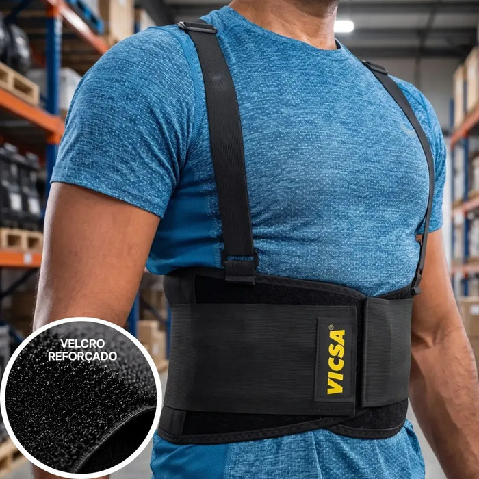 Cinta Lombar Ergonomica Preto Com Suspensório Light VIC41100 - Vicsa