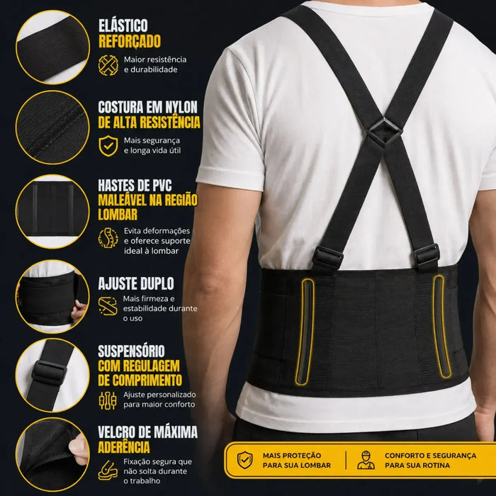 Cinta Lombar Ergonomica Preto Com Suspensório Light VIC41100 - Vicsa