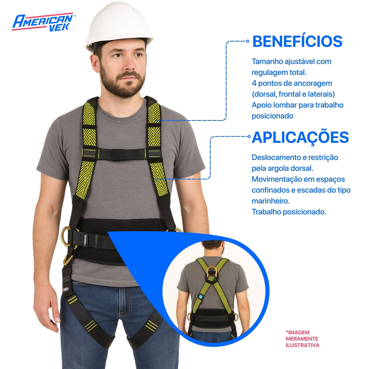 Cinto de Segurança 4 Pontos Com Apoio Lombar Suporta até 140kg - CA35613 - Vicsa VIC20529