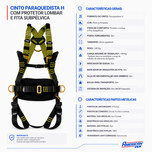 Cinto de Segurança 4 Pontos Com Apoio Lombar Suporta até 140kg - CA35613 - Vicsa VIC20529