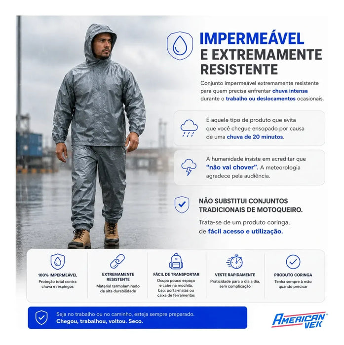 Conjunto Calça e Jaqueta Impermeável Termolaminada Aprovado para Chuva  - PA02594