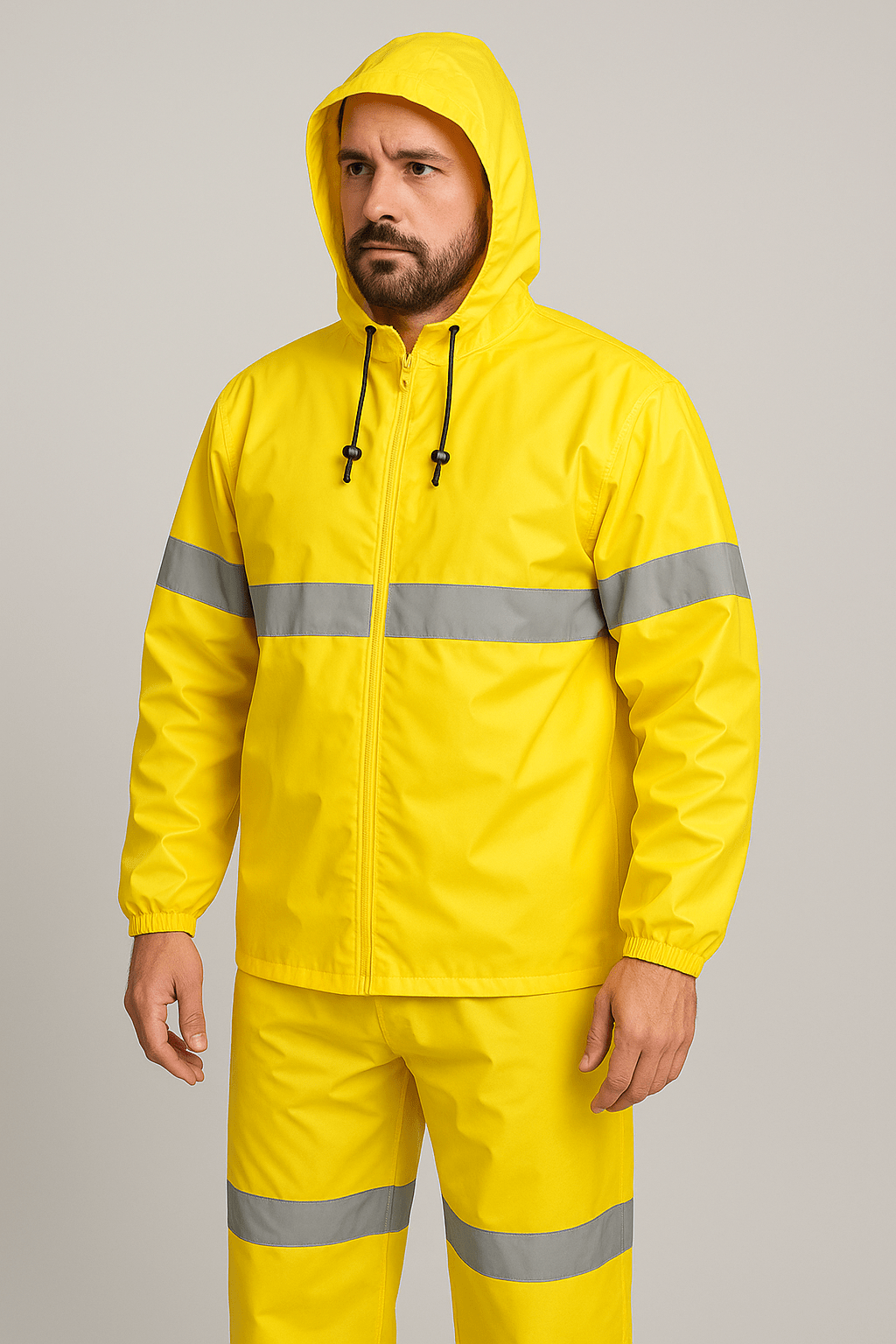 Conjunto Impermeável Amarelo Ouro Nylon emborrachado Ventilado com Faixa Refletiva Vértice — CA28740
