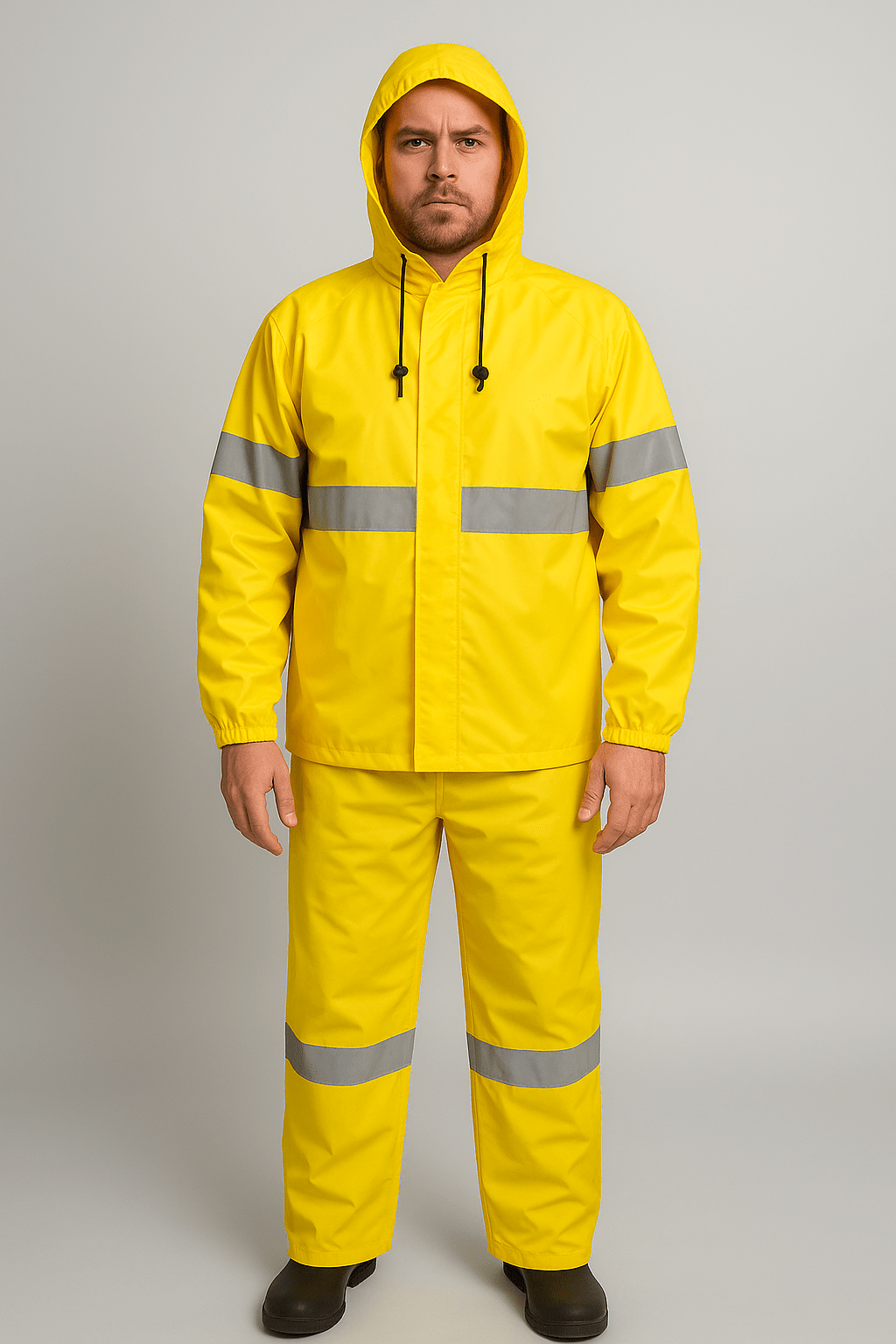 Conjunto Impermeável Amarelo Ouro Nylon emborrachado Ventilado com Faixa Refletiva Vértice — CA28740