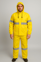 Conjunto Impermeável Amarelo Ouro Nylon emborrachado Ventilado com Faixa Refletiva Vértice — CA28740