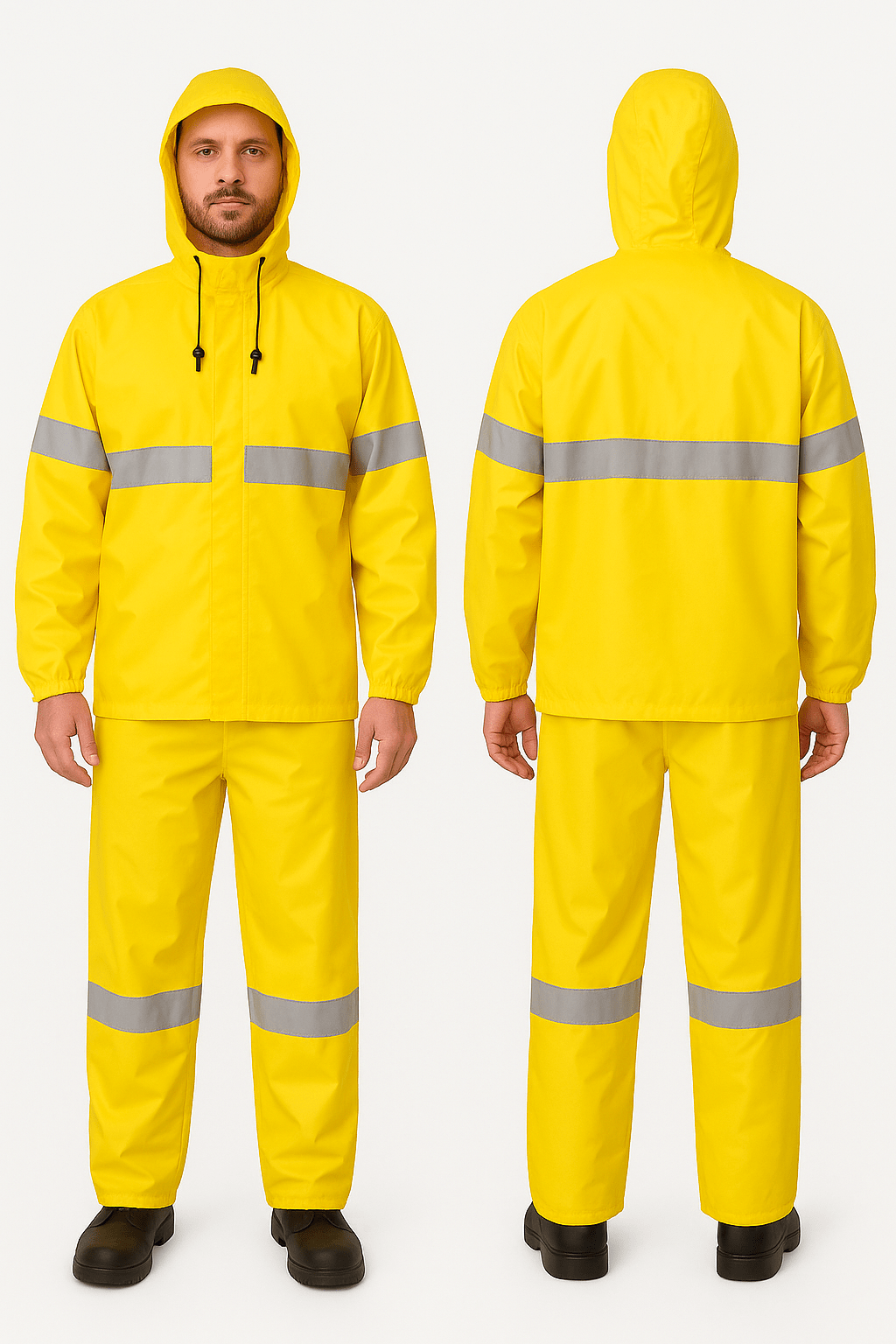 Conjunto Impermeável Amarelo Ouro Nylon emborrachado Ventilado com Faixa Refletiva Vértice — CA28740