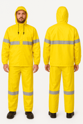 Conjunto Impermeável Amarelo Ouro Nylon emborrachado Ventilado com Faixa Refletiva Vértice — CA28740