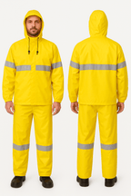 Conjunto Impermeável Amarelo Ouro Nylon emborrachado Ventilado com Faixa Refletiva Vértice — CA28740