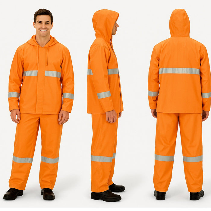 Conjunto Impermeável Laranja com Faixas Refletivas Nylon Emborrachado Vértice - CA28742 - Alta Visibilidade