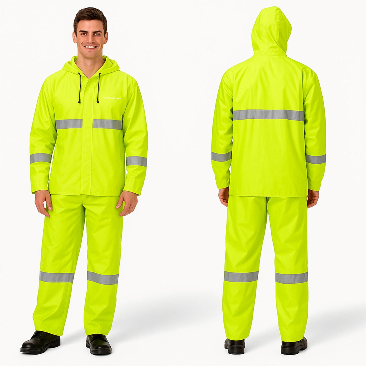 Conjunto Impermeável Verde Limão Nylon Ventilado com Refletivo
