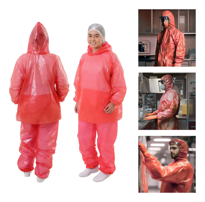 Conjunto Plástico Vermelho Impermeável C/ Elástico e Capuz – CON00011 | CA30354/30355