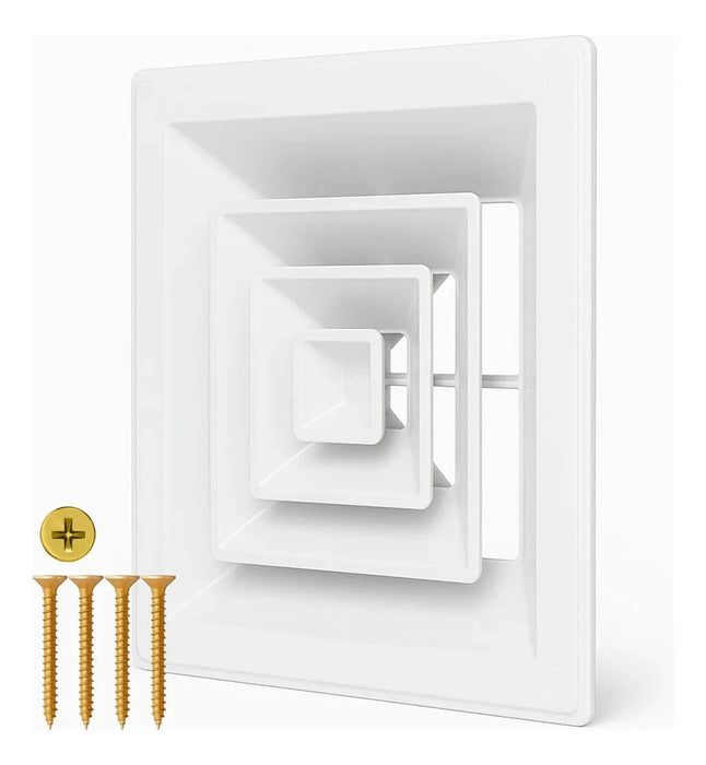 Difusor de Ar Quadrado Europeu T02 4 Vias Sem Registro - 300mm X 300mm