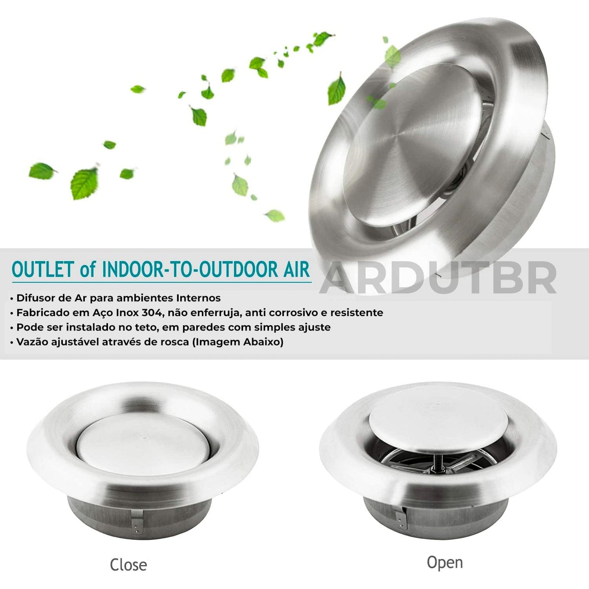 Difusor Saída de Ar em Inox Exaustão Ventilação 150mm