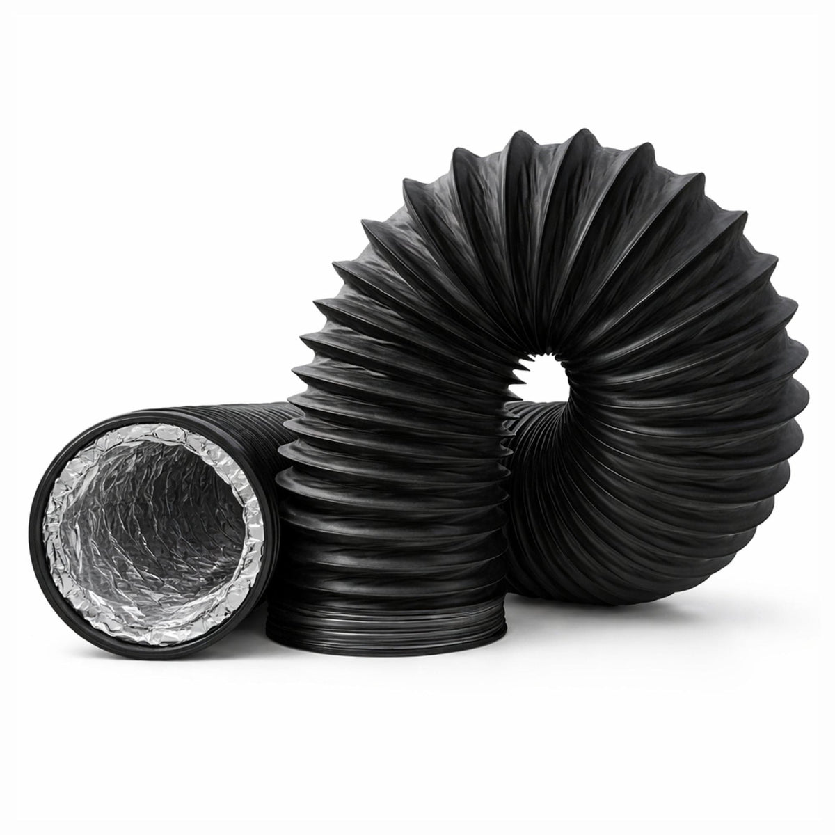 Duto Aluminizado Flexível com PVC Preto 100mm / 04 Pol - 05 Metros